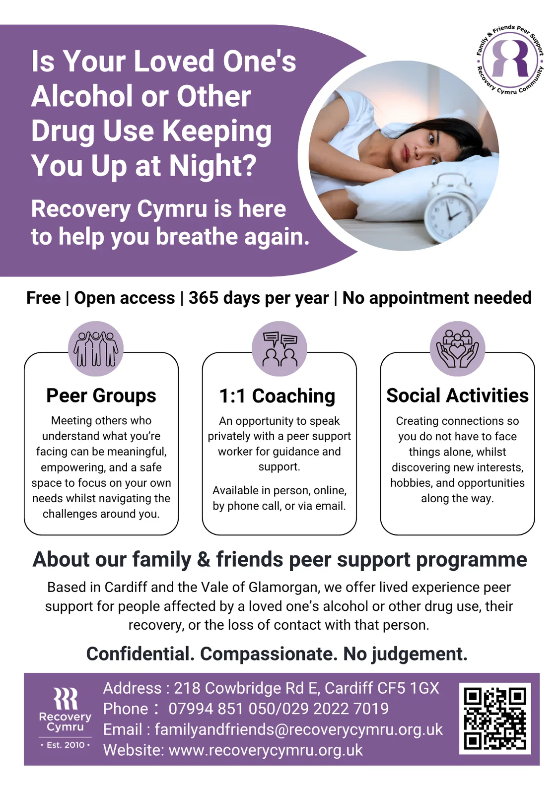 Taflen Teulu a Ffrindiau Recovery Cymru